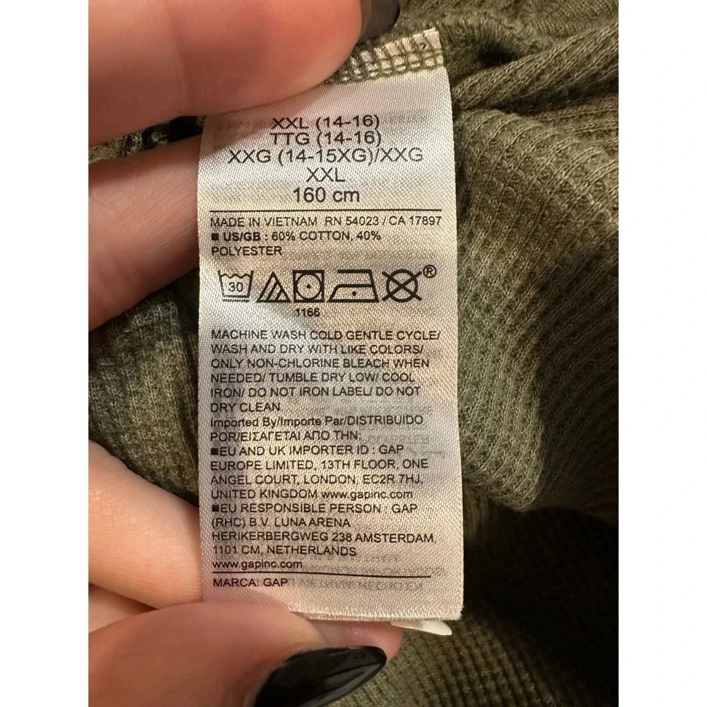 Gap Kids Olive Green Waffle Knit Short Sleeve T-Shirt Thermal Top